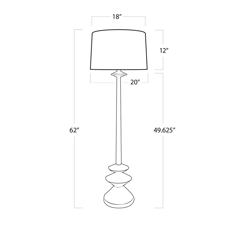 Regina Andrew Hope Floor Lamp; Dimensions 20W X 62H X 20D; Uses One Maximum 150 Watt E26 Base Bulb (Not Included)