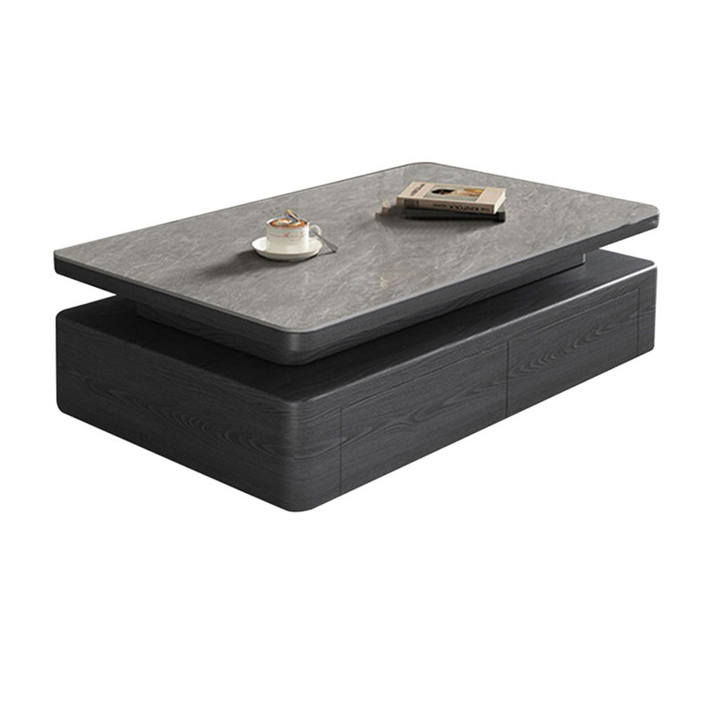 Table basse rectangulaire en bois manufacturé gris, H 16,54 po x L 51,18 po x l 27,56 po