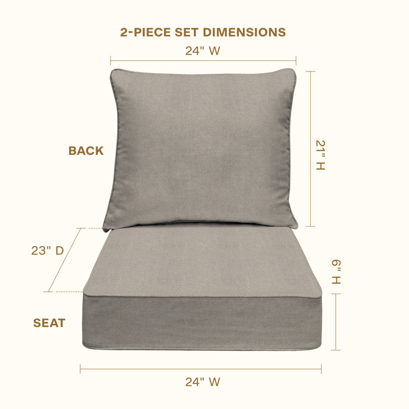 Meridian Outdoor Deep Seating Cushion Set – Comfortable, Durable, Weather-Resistant Design, Heathered Taupe