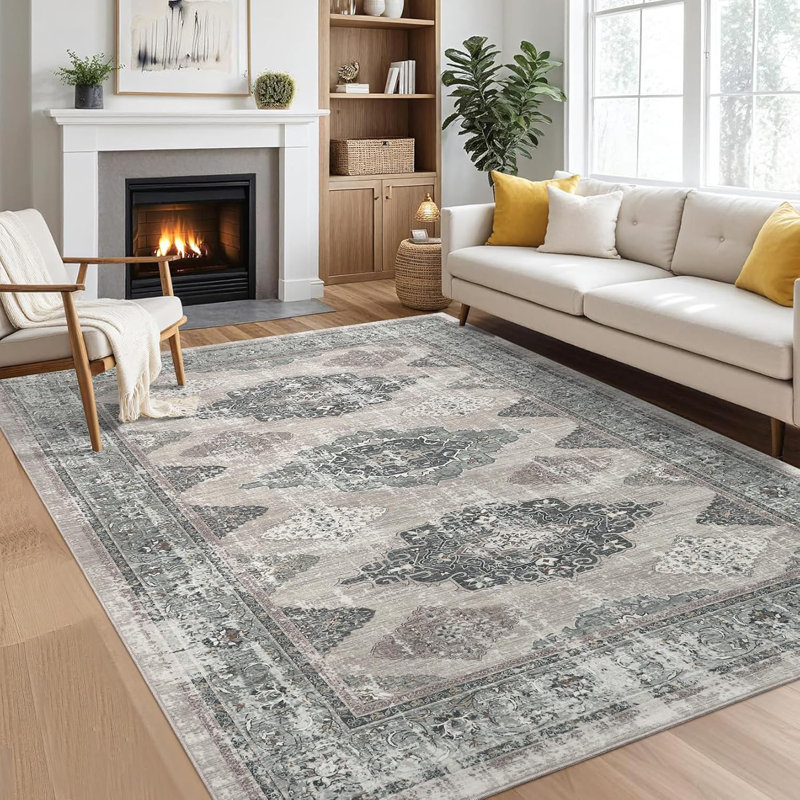 Tapis d'intérieur rétro 5 x 7 po, Rectangle 9 pi x 12 pi