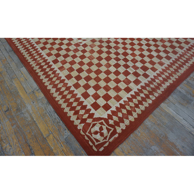 Flatweave Wool Checkered Area Rug