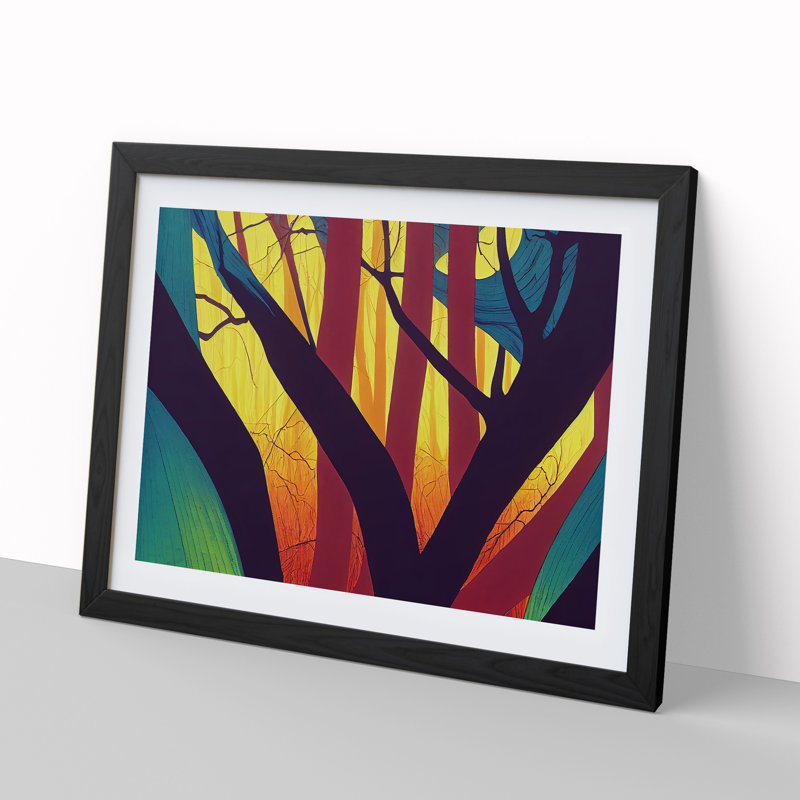Bold Spring Forest In Abstract - Single Picture Frame Print, 46cm H x 64cm W x 2cm D, Black Framed