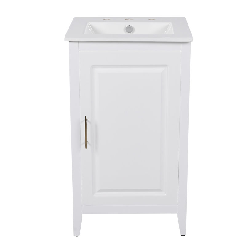20.3'' Single Bathroom Vanity With Ceramic Top, White