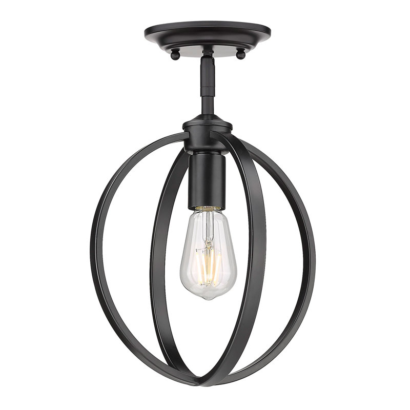 Petitt Semi Flush Mount, Matte Black, No Shade