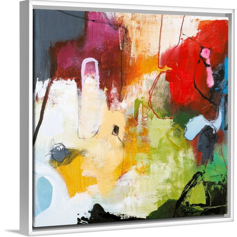Tango 3 - Painting on Canvas, 22" H x 22" W x 1.75" D, White Framed Canvas
