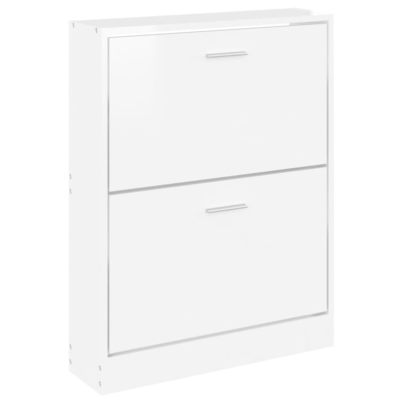 6 Pair Shoe Storage Cabinet, Glossy White