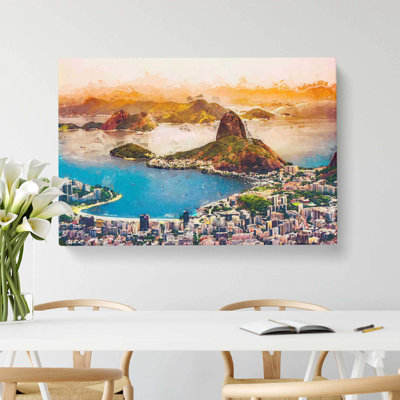 Skyline Of Rio De Janeiro In Brazil In Abstract - No Frame - Wrapped Canvas