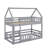 Twin Over Twin House Bunk Bed With Fence-265397677