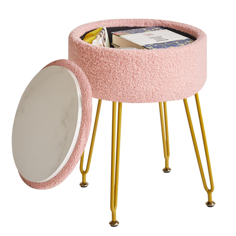Ahilan Metal Accent Stool, Pink