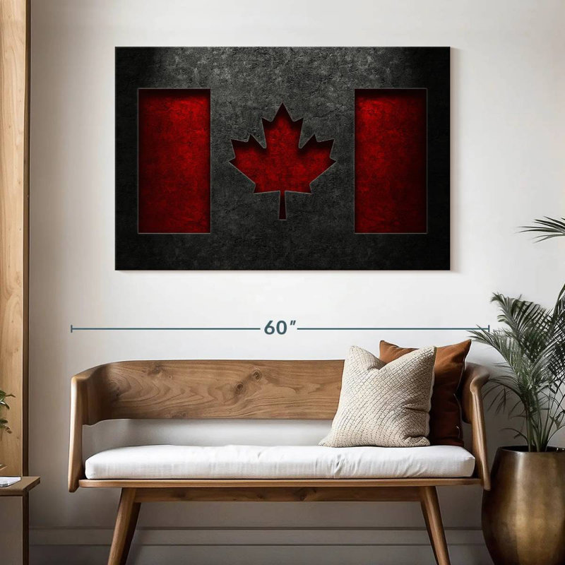 Borges Canadian Flag Stone Texture, 32" H x 48" W