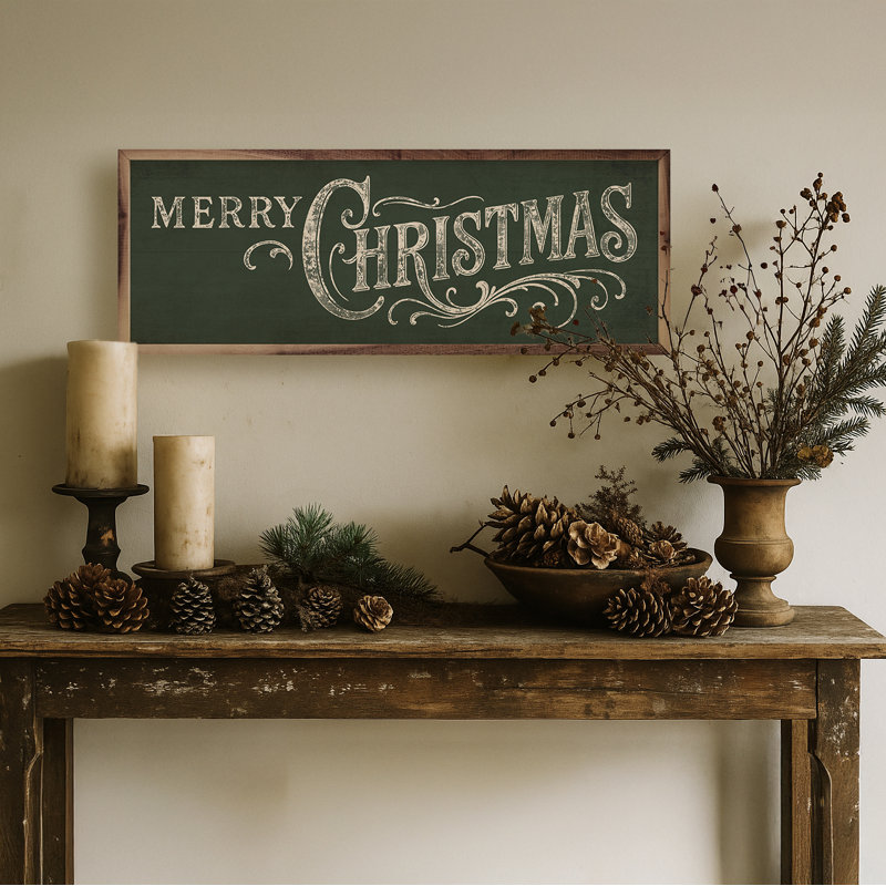 Joyeux Noël orné, Vert, H 5 po x l 8 po