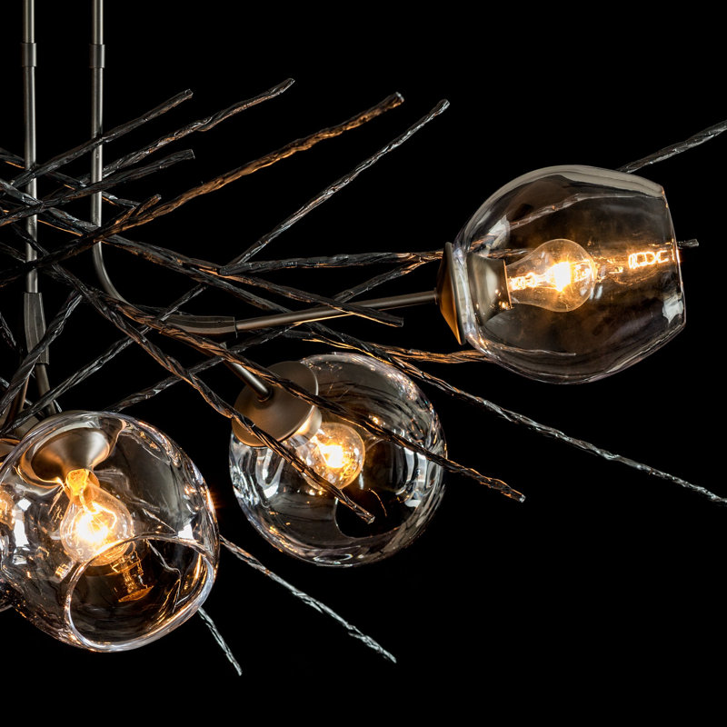 Griffin 6 - Light Sputnik Sphere Chandelier, Vintage Platinum, XLong: 32.3" to 71.3", Clear Glass