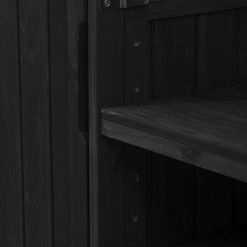 Halen 66.5" Rustic Outdoor Kitchen Island With Fir Wood And Stainless Steel, Black