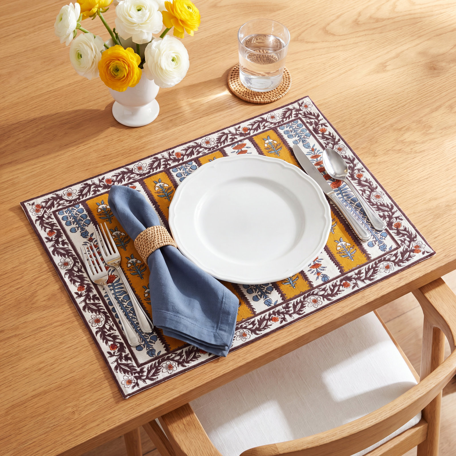 Charlemont Placemat 15" x 18", Dijon/Blue