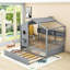 Lit en bois avec lit gigogne simple et tablettes de rangement-438831862-438831860