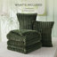 Ensembles d'édredon de taille très grand - 3 pièces de literie en molleton vert olive à double face, esthétique rayée confortable pour les chambres modernes et d'invités, décoration intérieure de luxe toutes saisons-105492182-105492176