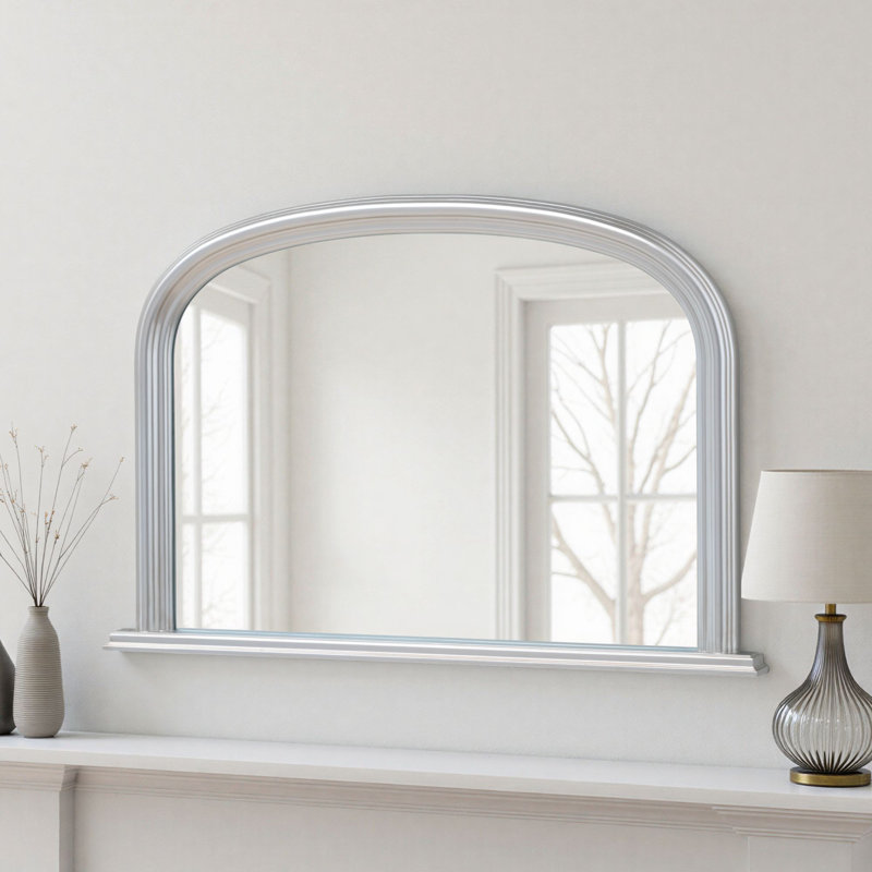 Lynn Arched Overmantle Mirror, Champagne Silver