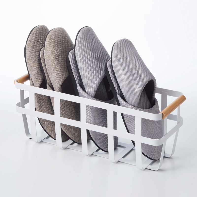 Tosca White Slim Steel and Wood Storage Basket