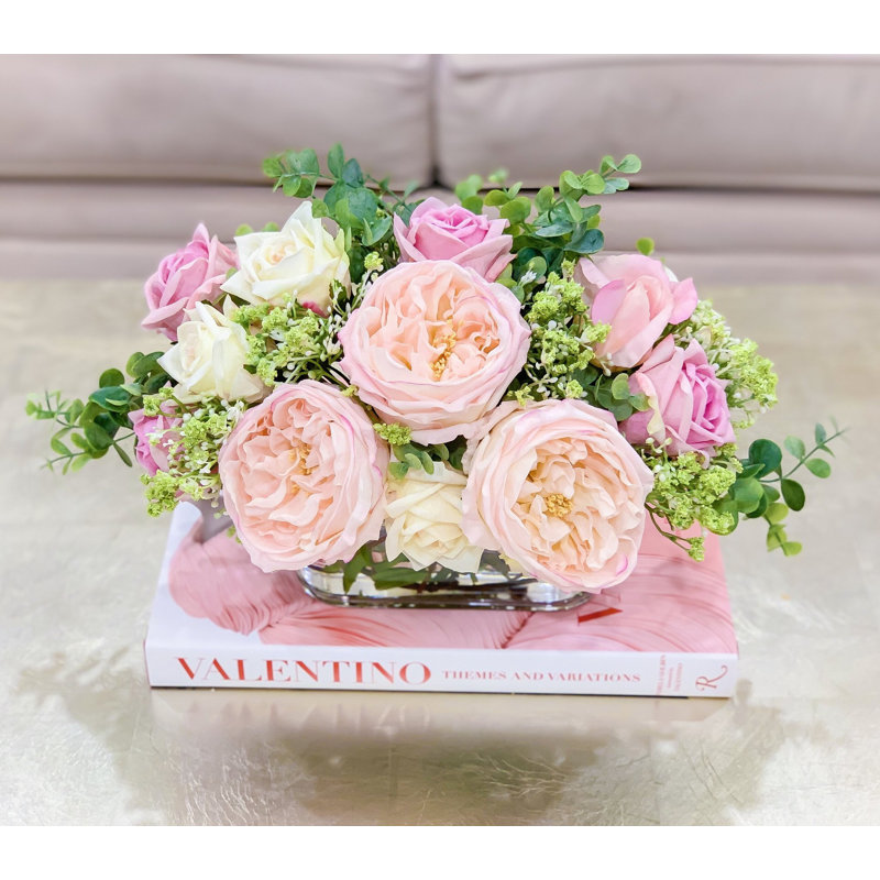Real Touch Pink English Roses Arrangement