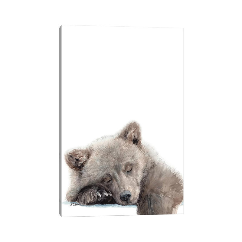 Woodland Sleeping Bear Cub by Watercolor Luv - Wrapped Canvas Gallery-Wrapped Canvas Giclée, 30.48cm H x 20.32cm W