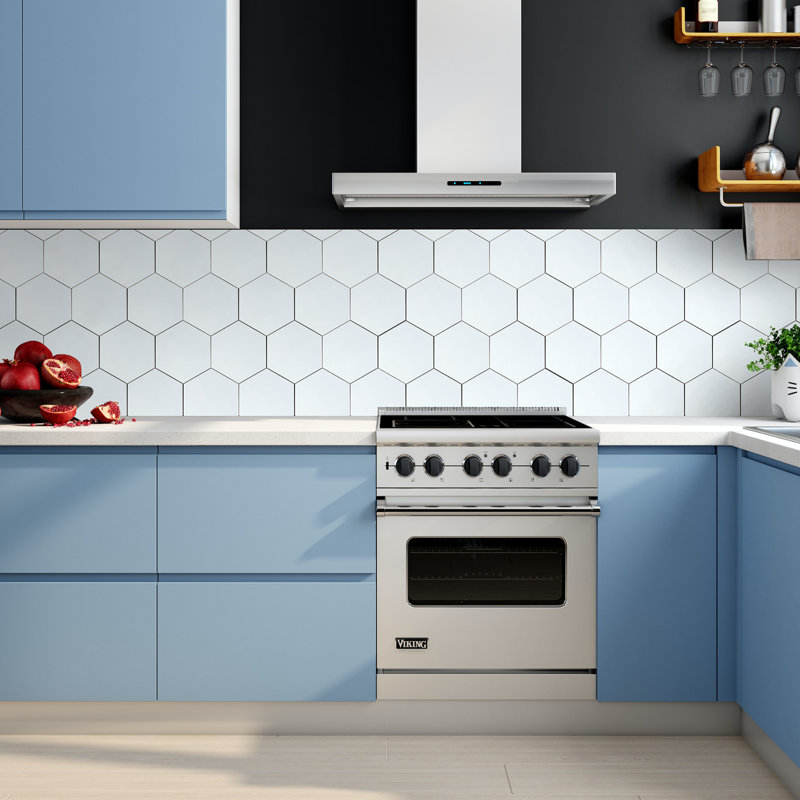 Carreau de mosaïque à dosseret hexagonal 6,85 po x L 5,9 po (32 pièces), Blanc