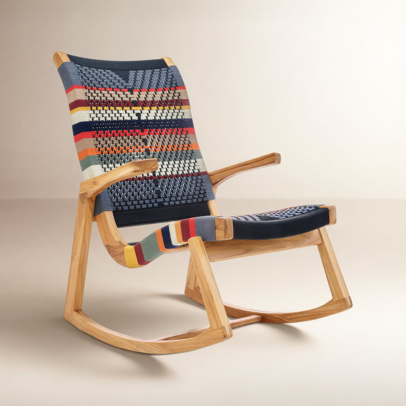 Chaise berçante Amador, Motif San Geronimo, Naturel