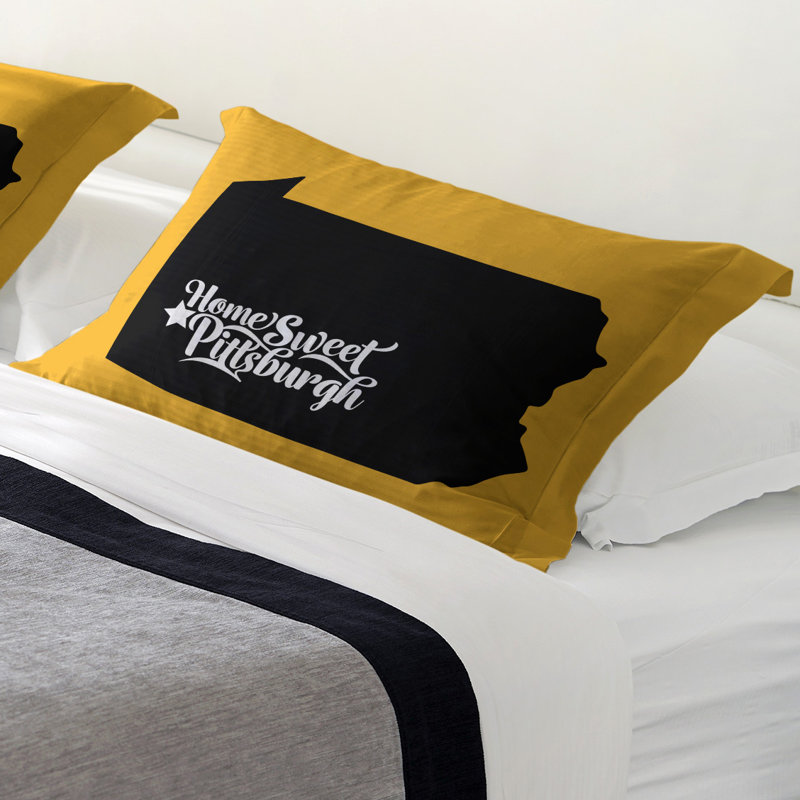 Polyester Sham Set, Microfiber, Queen, Gold/Black