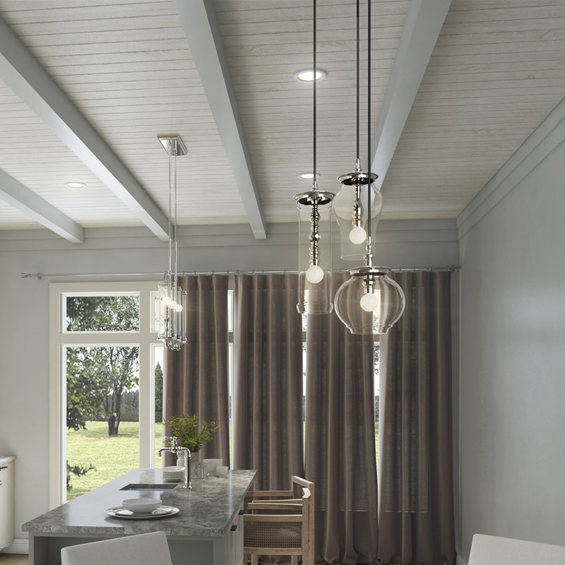 Luminaire suspendu en grappe à 3 lumières Damask, Nickel poli