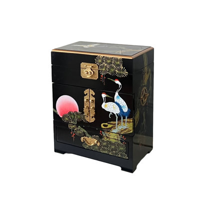 Hand Painted Cranes Jewellery Box