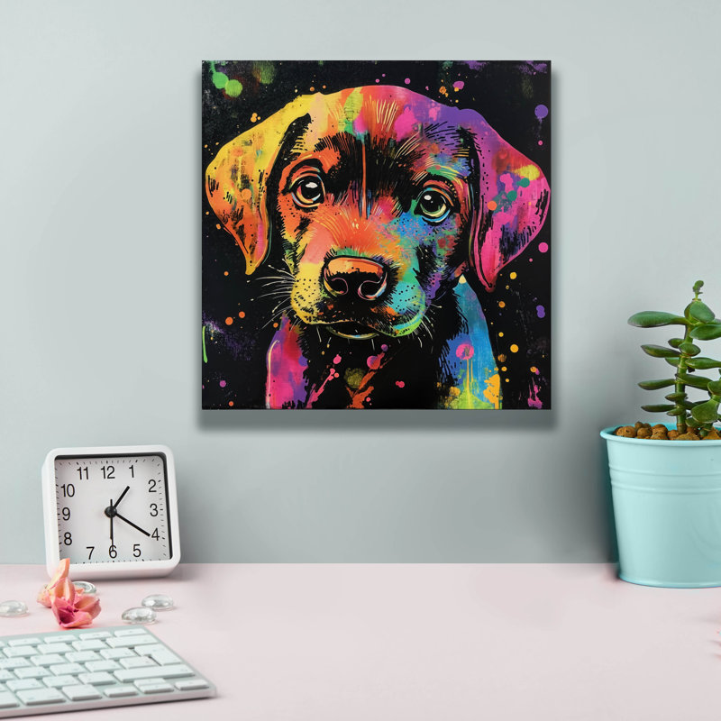  «Wouf Labrador Retriever» par Rich Monet, art mural sur toile, 12 po x 12 po, H 12 po x l 12 po