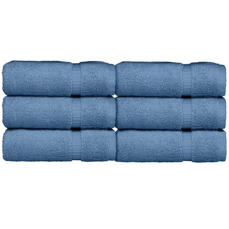 Ensemble de 6 serviettes en coton Wellston, Bleu