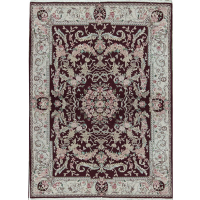 Hand-Knotted High-Quality Wine and Cream Area Rug