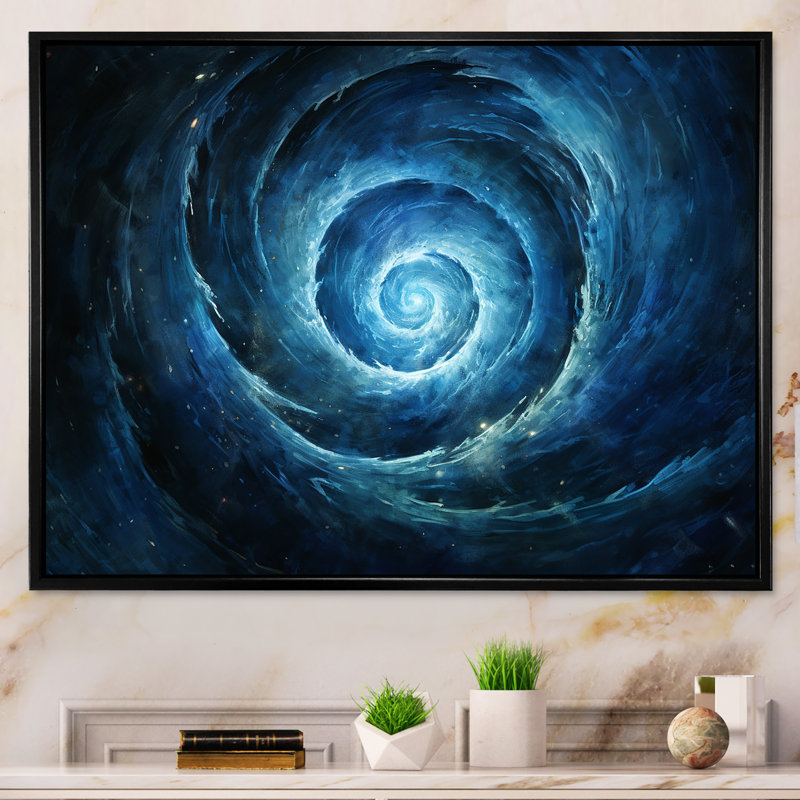 Coheman - Abstract Spirals, art mural, Toile avec cadre flottant noir, H 16 po x l 32 po x P 1 po
