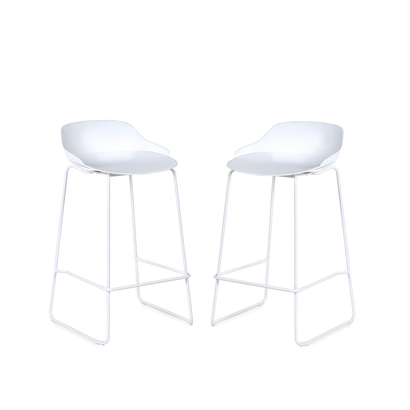 Nikhil Counter Stool with Metal Frame, White