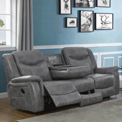 Grey Motion Sofa with Pillow Top Arms