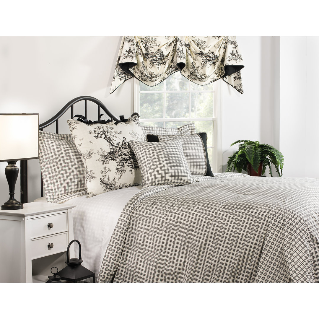 Cream/Black Standard Cotton Reversible 3 Piece Duvet Cover Set thomasville at home