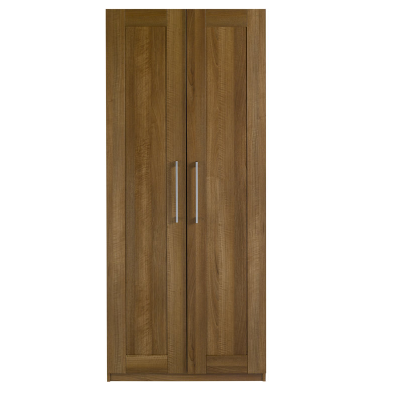 2 Door Manufactured Wood Wardrobe, Walnut, H183 x W76 x D52cm