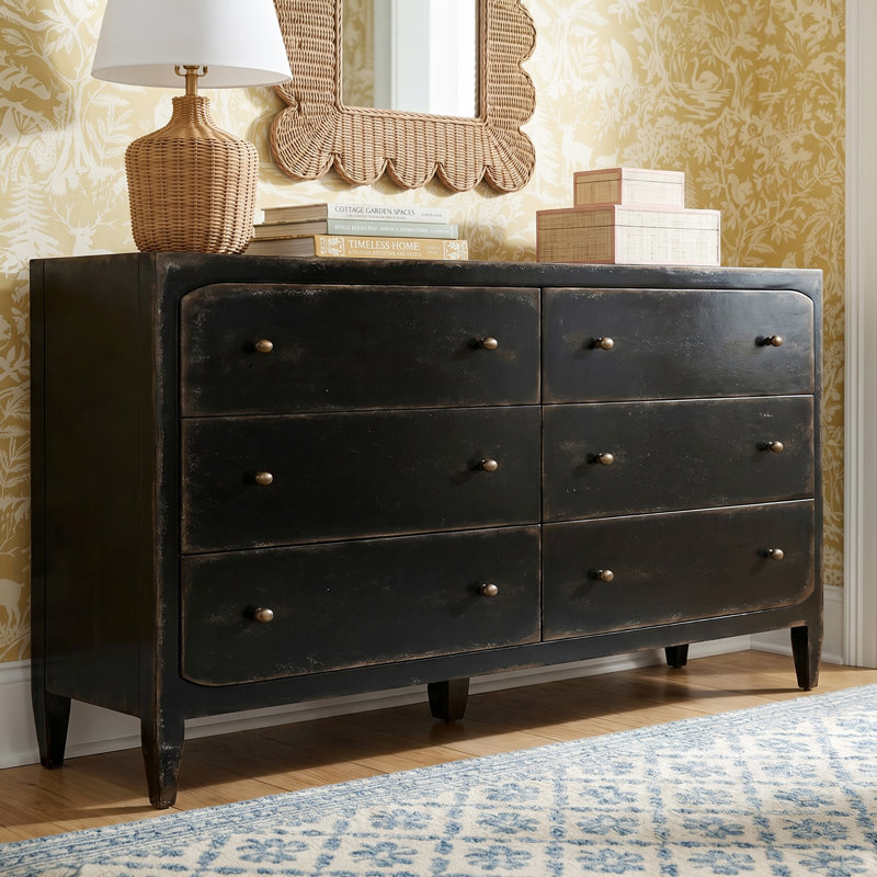Chamberlain 6 Drawer Double Dresser, Black