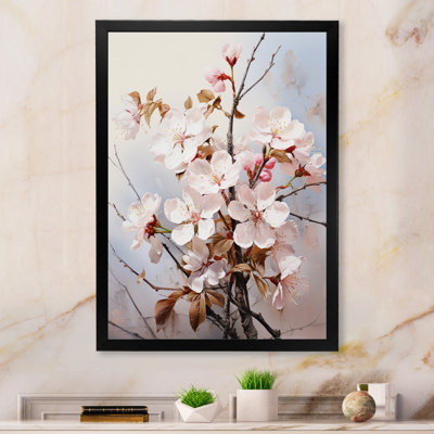 Fleur de pommier monochromatique élégance - art mural sur toile floral