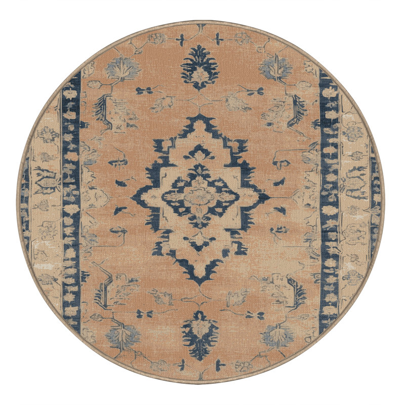 Tapis brun lavable à la machine, Rond 7 pi