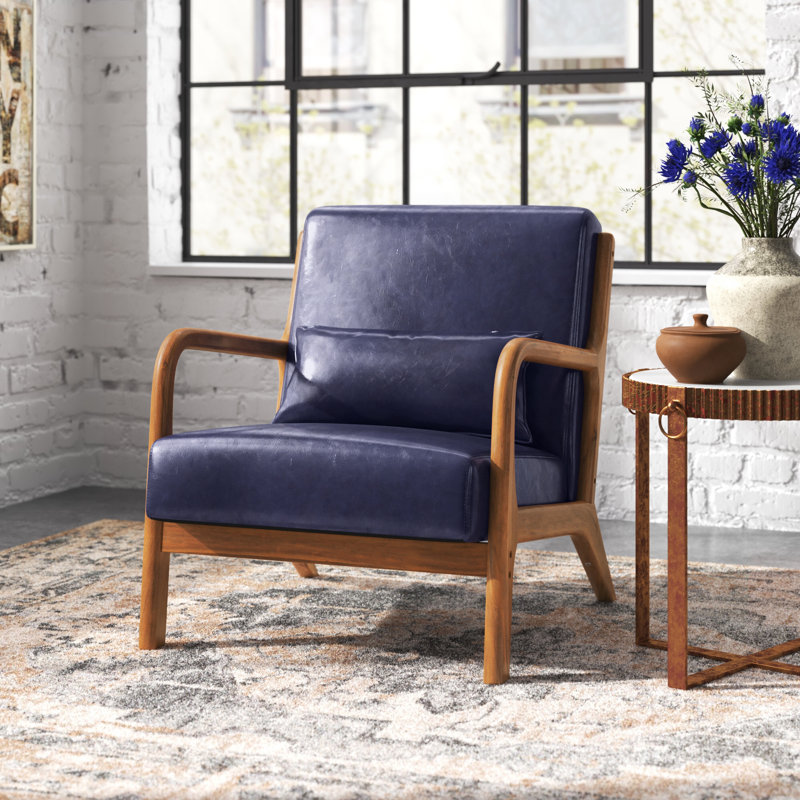 Bradley Faux Leather Armchair, Navy Performance Faux Leather