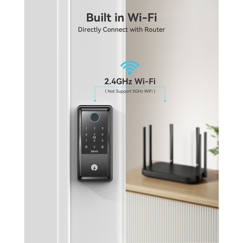WiFi-Enabled Fingerprint Smart Lock - 6-in-1 Keyless Entry Door Lock with Auto-Lock & Doorbell for Front Doors (8-Month Battery)