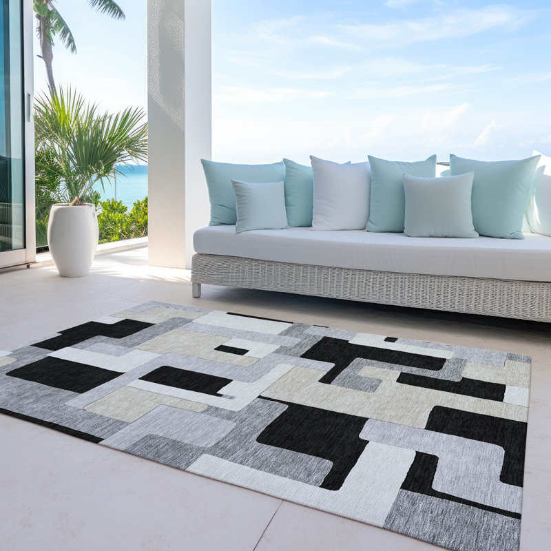  Tapis intérieur / extérieur antidérapant Chayden, Rectangle 5 pi x 7 pi 6 po