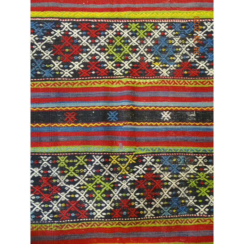 Tapis noir en laine noué à la main de conception unique 5 pi 2 po x 10 pi années 2000 Jijim