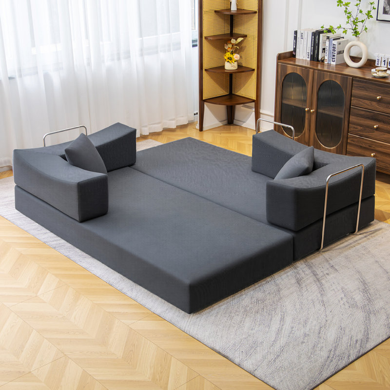 Canapé-lit modulaire convertible 2-en-1 avec matelas en mousse à mémoire de forme - aucun assemblage requis, canapé-lit peu encombrant pour salon, chambre à coucher, studio-B6006-DG