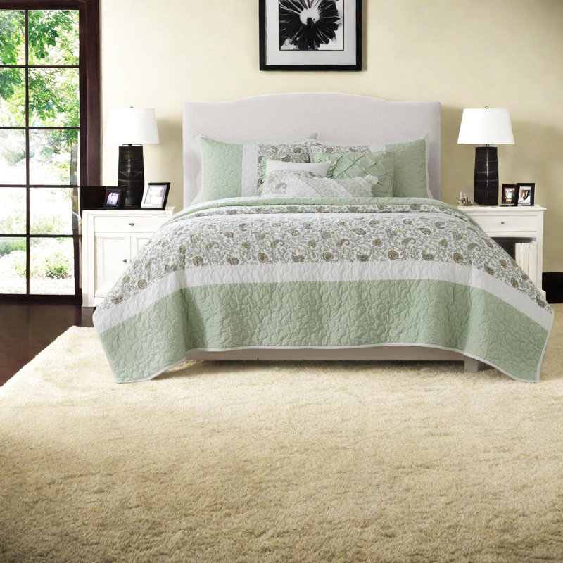 Ensembles de literie, lit double en percale de coton, maison de ferme florale