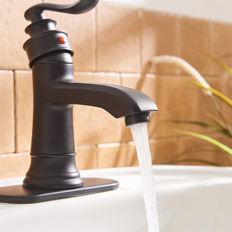 Single-Hole Single-handle Bathroom Faucet with Drain Assembly, Matte Black