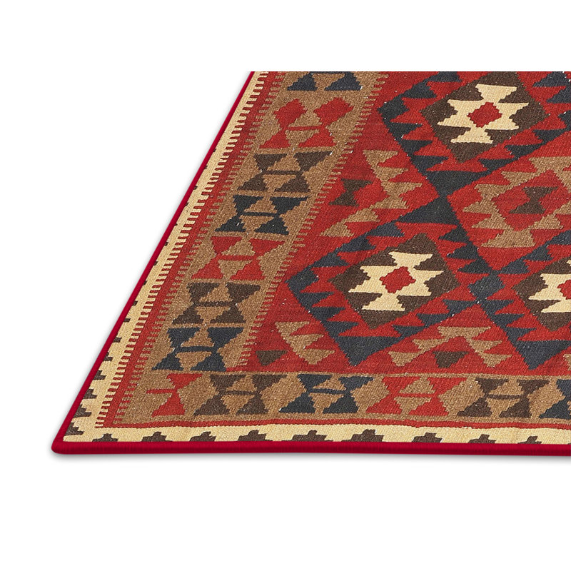 Tapis noir/orange/beige contemporain Jasonville, Rectangle 2 pi x 4 pi