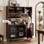 Buffet en noyer foncé foncé avec portes en verre Reeded 