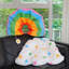 Tunnel de jeu pliable 2 en 1 pour chat arc-en-ciel avec coussin nuage, herbe à chat, papier froissé et balles suspendues
